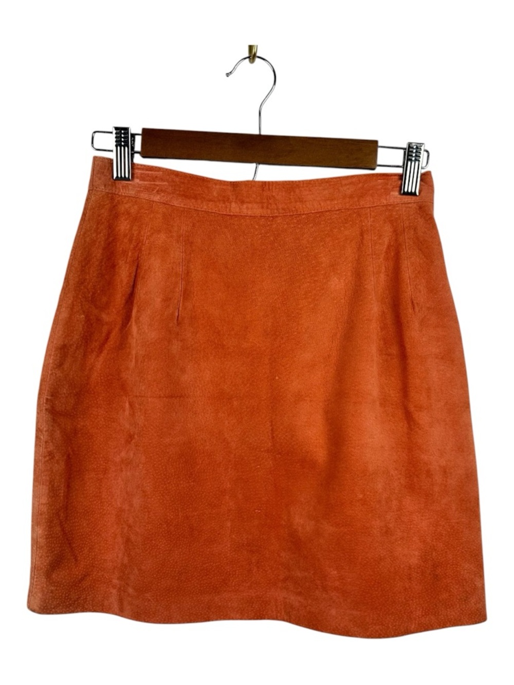Newport News Rust Orange Leather Vintage Suede Mini Pencil Skirt